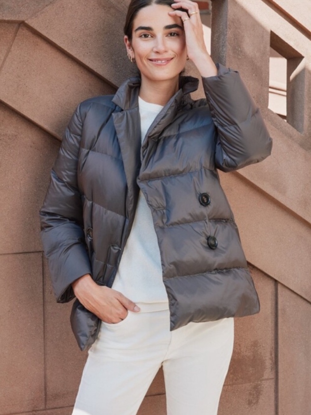 J.Mclaughlin Baron Goose Down Puffer Jacket Chocolate Brown Size XL